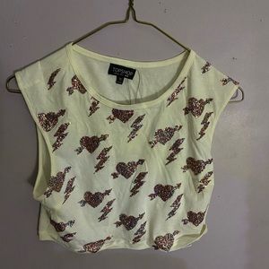 Top shop glitter crop top size 4